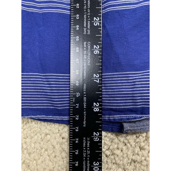 Nautica Mens Short Sleeve Shirt Small Blue White Stripes Classic Fit Stretch 750 - Picture 7 of 8